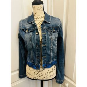 Desigual Jean jacket with embroidered flower size S